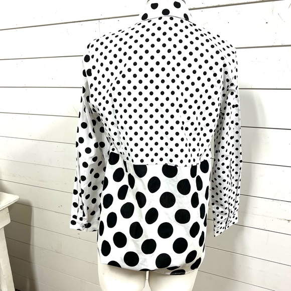 Lily moss black white top polka dot button down small cotton - Picture 6 of 6
